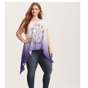 Torrid Disney Sz 5X 28 purple Tinkerbell tunic top